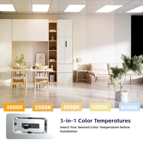 6Pack 2x4 LED Panel Light 5CCT Selectable Drop Ceiling Light Fixture - size: 6Pack, style: 2x4