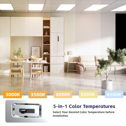 6Pack 2x4 LED Panel Light 5CCT Selectable Drop Ceiling Light Fixture - size: 6Pack, style: 2x4