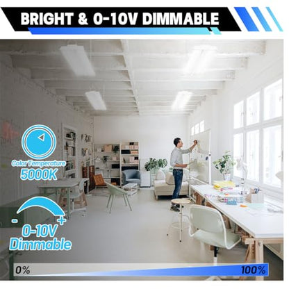 Allsmartlife LED Linear High Bay Shop Light 2-Pack, 200W 27000LM 5000K Daylight 0-10V Dimmable, Adjustable Led High Bay Lighting Fixtures for Garage Warehouse Workshop ETL