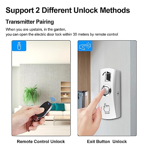 YiToo Access Control System Kit 433MHz Remote Control Opener with Eletric Drop Bolt Lock 12VDC for Narrow Door - style: With Bolt Lock