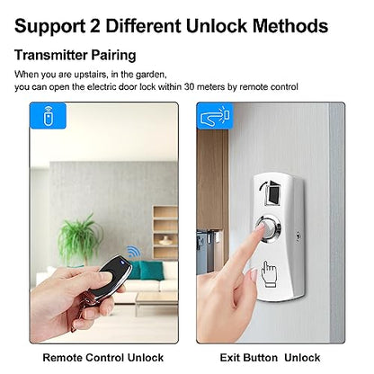YiToo Access Control System Kit 433MHz Remote Control Opener with Eletric Drop Bolt Lock 12VDC for Narrow Door - style: With Bolt Lock