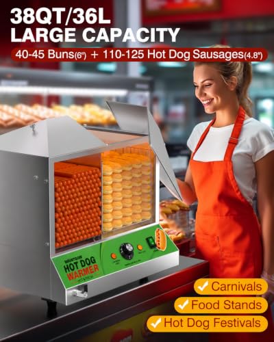 WantJoin Steam Hot Dog Steamer Hot Dog Machine - color: Green, size: 38QT