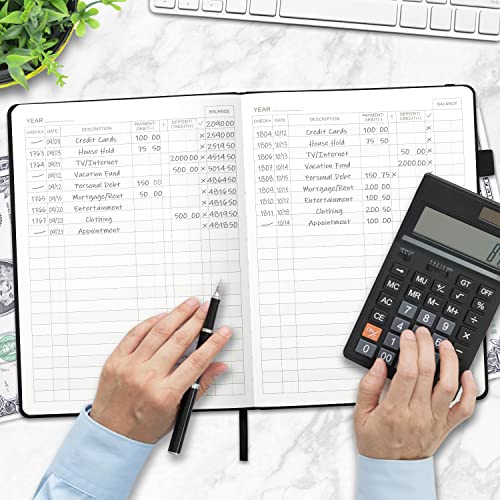 JUBTIC Hardcover Check Registers for Personal Checkbook(7.5x10″), Large Accounting Ledger for Small Business,Check Register Book Transaction Registers to Track Income & Expenses, Bank Account - Black - color: Black, size: Large (7.5x10 Inch)