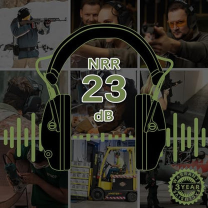 PROHEAR Electronic Ear Protection with Gel Pads for Shooting with 4X Sound Amplification, Gun Range Hearing Protection Muffs, NRR 23dB Noise Reduction Headphones for Hunting, Green - style: Electronic-gel Ear Pads-green
