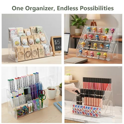 Bookmark Display Stand, 5-Tier Clear Acrylic Sticker Holder Rack - size: 5 Tier 25 Pockets