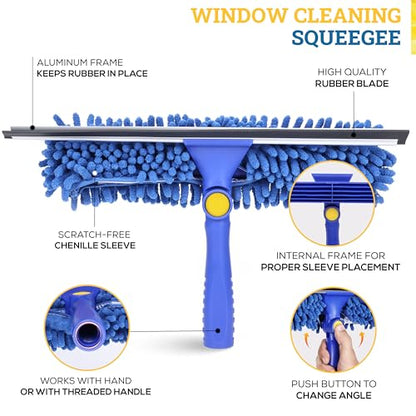 KLEEN HANDLER 2-in-1 Window Squeegee with 60” Extendable Pole