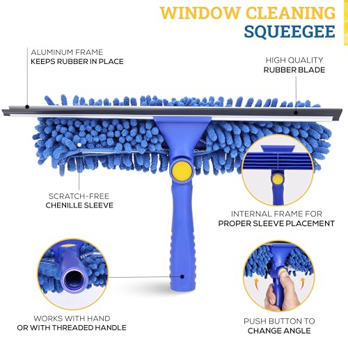 KLEEN HANDLER 2-in-1 Window Squeegee with 60” Extendable Pole