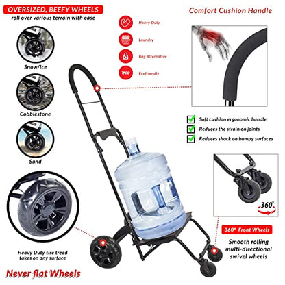 dbest Products Trolley Dolly Rover, 4 Wheeled Push Folding Utility Cart Hand Truck Platform Swivel Wheels Garden Lightweight Luggage Carretilla de Carga Plegable - size: Rover