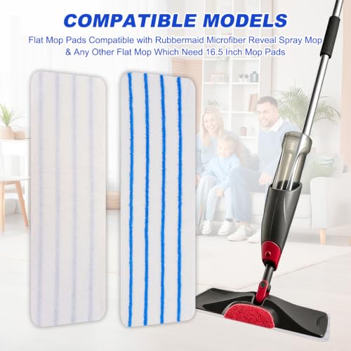 Replacement Disposable Mop Pad for Rubbermaid Reveal Spray Mop - 30 Pack Wet & Dry Floor Cleaning Refills Fit for Any Reveal Flat Cleaning System 16.5" (50 Pack) - color: 16.5 Inch-50pack-blue&white-disposable