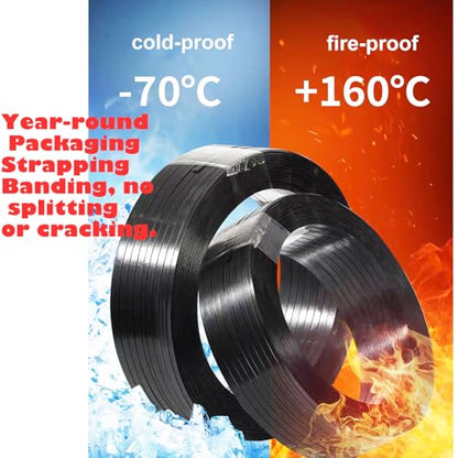 Packaging Strapping Banding 1000ft x5/8’’x 0.035" PET Strapping Roll 1500lb Heavy Duty Industrial Strength Rust-Resistant Plasitc Polyester Pallet Strapping & 100 Buckles Black - color: Black