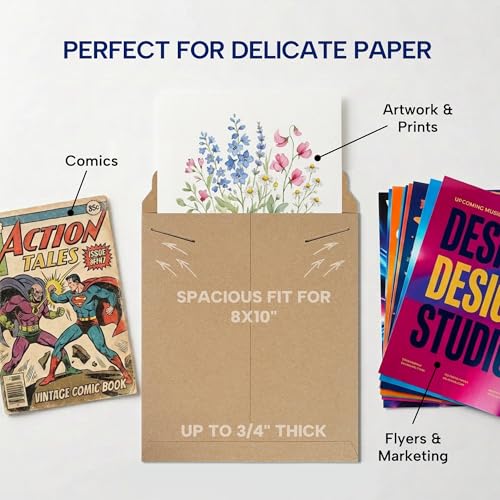 BOX USA Rigid Mailers 9" x 11" (100-Pack) - Kraft Mailer Envelopes for Photos, Certificates, Documents - Stay Flat - size: 9" x 11" (100-Pack)