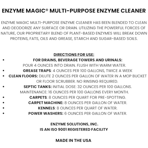 Multi-Purpose Enzyme Cleaner |Super Concentrated | Floor Cleaner | Clogged Drain | Hard Surface Cleaner | Grease Trap Cleaner | Deck cleaner | Power Wash | Carpet Cleaner | Stain Remover