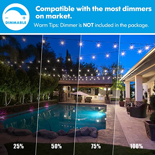 Lakumu 48FT Outdoor String Lights with Shatterproof E12 S14 Edison Bulbs - color: Black-5000K, size: 48FT