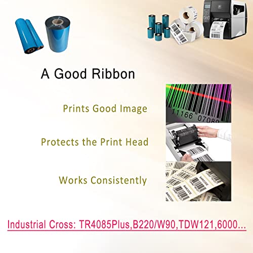 4.33'' x 1476' Premium Resin Enhanced Wax Ribbon, 110mm x 450m Black Thermal Transfer Ribbon, Barcode Thermal Label Printer Ribbon, CSO-Ink Outside, 1'' Core for Zebra, TSC, GoDex, Citizen (1 Roll) - size: 4.33''x1476'｜1 Roll