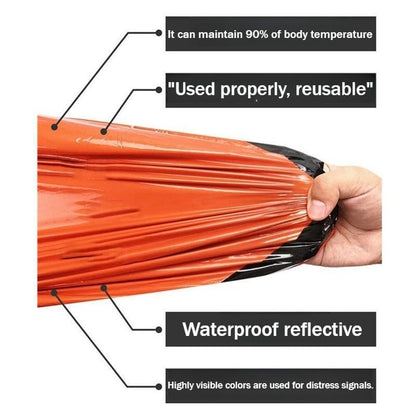 Emergency Sleeping Bag,PE Thermal Bivy Sack,Survival Tent Blanket for Camping Hiking,Lightweight Portable Outdoor Gear