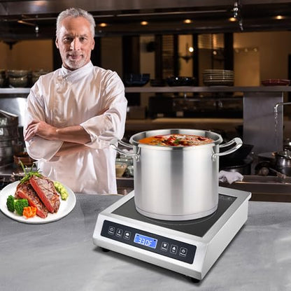 Commercial Induction Cooktop, Portable Electric Countertop Burner with Sensor Touch and LCD Screen(1800W/120V),Commercial Grade Induction cooker for Hotel Restaurant School - style: 1800W