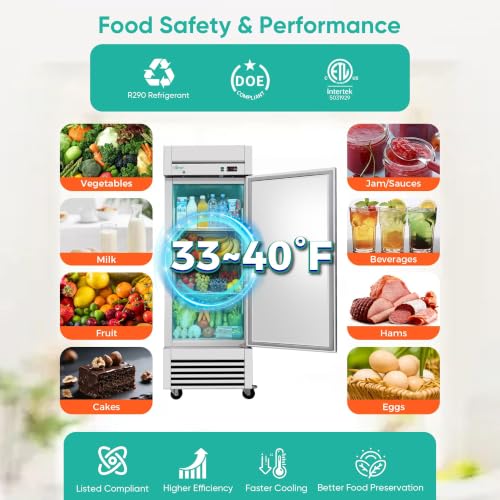 COOLCHEF 27" 23 Cu Ft Commercial Reach‑In Refrigerator