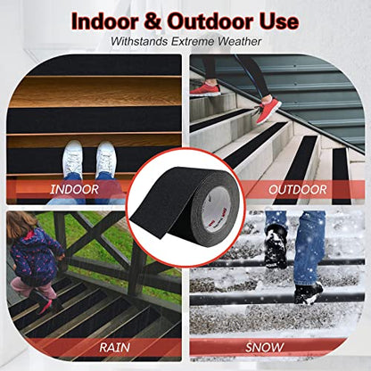 S&X Anti Slip Tape 4in x 60ft Grip Tape for Stairs & Floors, Black - size: 4 inches x 60 feet