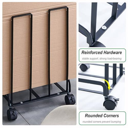 Carton Stand for Boxes, Carton Storage Rack with Wheels, Black - color: Black
