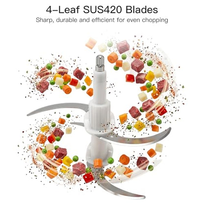 MEGAWISE 800W Electric Food Chopper, 2.2L Glass & 1.2L Stainless Bowls