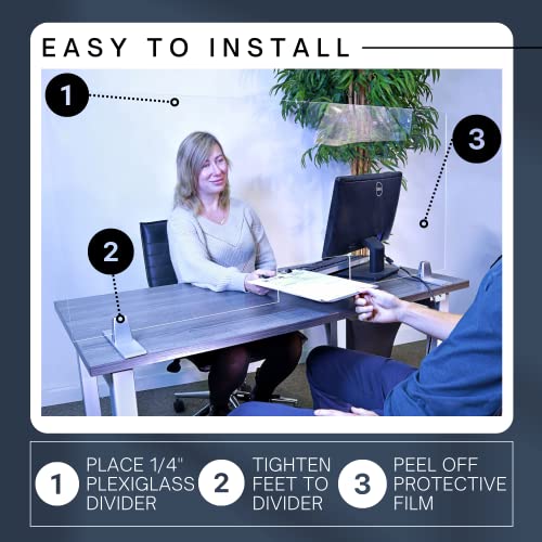 Plexiglass Table Top Sneeze Guard – Desk Divider for Students, Office, Transactions – Acrylic Shield | (24" x 24" with Cutout) - size: 24"H x 24"W Cutout