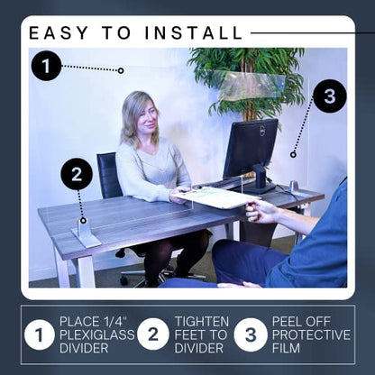 Plexiglass Table Top Sneeze Guard – Desk Divider for Students, Office, Transactions – Acrylic Shield | (24" x 24" with Cutout) - size: 24"H x 24"W Cutout