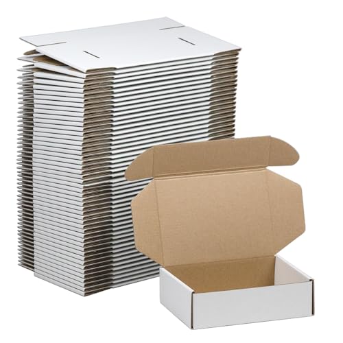 SUNLPH 50 Pack 7x5x2 Inches Small Shipping Boxes, White Corrugated Cardboard Boxes, Moving Mailing Packing Box… - color: White, size: 7x5x2