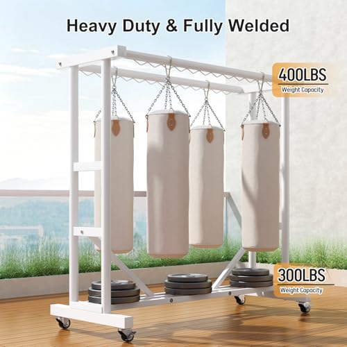 Stainless Steel Rolling Clothes Rack, 55 Inch Large Size, 700 LBS Capacity - color: White