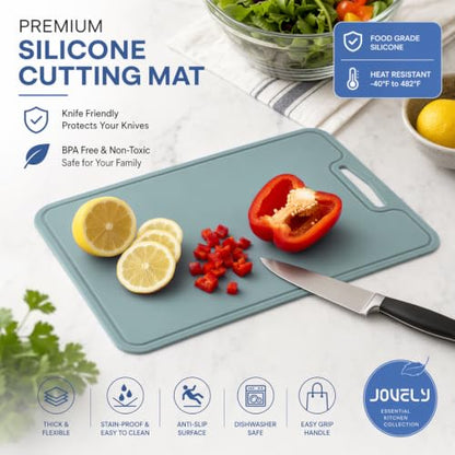 Silicone Cutting Board, 14.9x9.4 In, BPA-Free Flexible Chopping Mat(Green) - color: Green, size: 14.9"L x 9.4"W