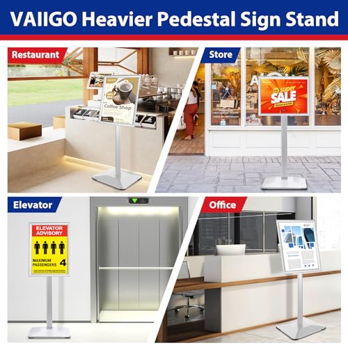 Sign Stand 11x17inch Pedestal Sign Holder Poster Stand 3Packs Adjustable Floor Standing Sign Holder with Heavy Duty Display Stand for Indoor Outdoor Business Store Sign Holders(Silver) - color: Silver/3Pack, size: 11"x17" Sign Stand