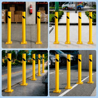 Crowd Control Warehouse Trafford Industrial 60-Inch Steel Bollard, Yellow - size: 60 inches