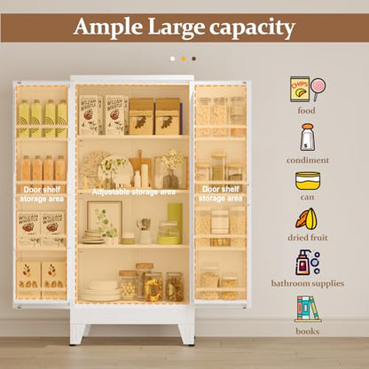GAIOUS Metal Kitchen Pantry Cabinet, Food Storage Cabinets White Cupboard - color: White, size: 13.78"D x 27.56"W x 47.24"H