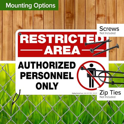 Restricted Area Authorized Personnel Only Sign, 10x7 Inches, 55 mil thick - size: 7x10 Polyethylene