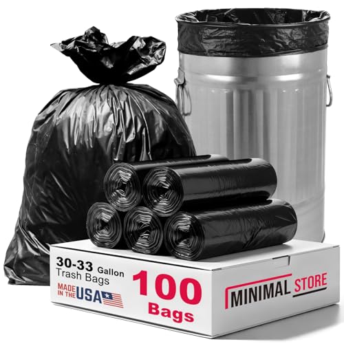 30-33 Gallon Trash Bags, 0.9MIL,100 Count, 32"x38" Black Garbage Bags, Bolsas de Basura, Durable & Puncture-Resistant, Heavy Duty Trash Can Liners,Made in USA for Commercial, Industrial - style: 33Gal-100 pcs-0.9