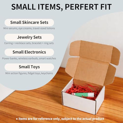 Fishat 6" x 4" x 3" White Corrugated Cardboard Shipping Boxes Set of 25 - size: 6" x 4" x 3"