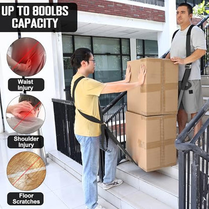 Anti-Slip Lifting Straps, 2-Person Shoulder Lifting System for Moving Furniture, Appliances, Mattresses, Heavy Objects up to 800lbs - style: Black