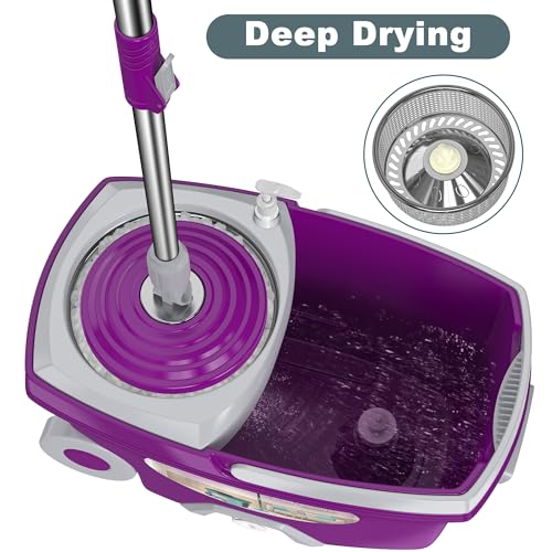 Traditional Large Spin Mop and Bucket, 2 Gal Capacity, Purple - size: Large - 6 Refills- Purple