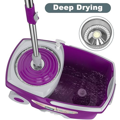 Traditional Large Spin Mop and Bucket, 2 Gal Capacity, Purple - size: Large - 6 Refills- Purple