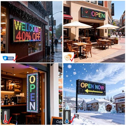 P10 Scrolling Led Sign Programmable Display Digital Sign Outdoor Message Board Led Open Signs For Business Custom Banner Word Light Advertising Wifi Control High Brightness Neon 39"X14" - size: P10 39"x14"x2" Indoor/Outdoor