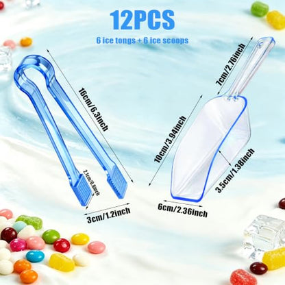 12 Pcs Plastic Ice Tongs and Scoops, Candy Scoops for Buffet, Blue - color: Blue
