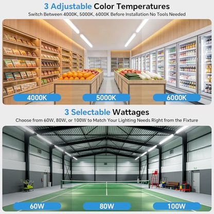 8ft LED Linear Strip Lights 100/80/60W, 30/40/5000K Garage Light - color: Suspended Mount, size: 8FT-4P