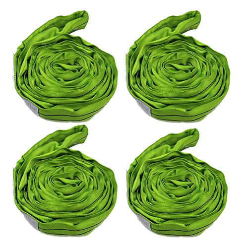 Green Polyester Endless Round Sling Heavy Duty Poly Lifting Sling 5300lbs Vertical Capacity, 9 Feet Length, Pack of 4 - size: 4 Pack