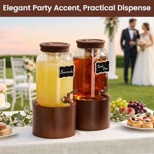 1 Gallon Glass Drink Dispenser for Parties Beverage Dispenser