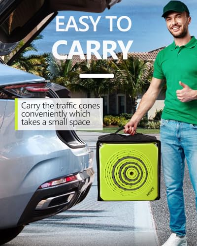 BATTIFE 4 Pack 36 Inch Collapsible Traffic Cones, Lime Green Safety Cones - color: Lime Green, size: 36inch