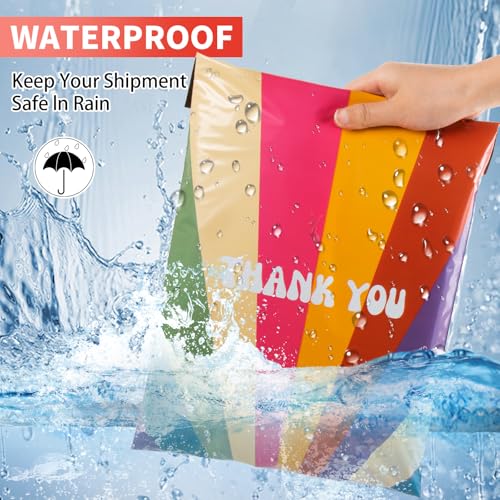 Oududianzi Poly Mailers 10x13, 100Pack Shipping Bags, Plastic Packaging Bags, Self-Seal Polymailers, Mailers Poly Bags, Package Bags for Small Business and Clothing - color: Retro Rainbow, size: 10x13 - 100Pack
