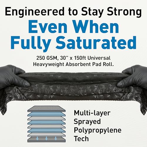 Raxwell Universal Oil Absorbent Mat Roll, Perforated, 250 GSM, 30" x 150 ft - size: 375 Sheets Rolls