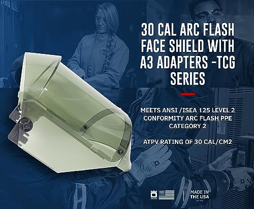 Oberon Arc Flash Face Shield - 30 Cal - Hard Cap and Adapter Options - TCG Series - size: 1 Count (Pack of 1), style: A3 Adapters