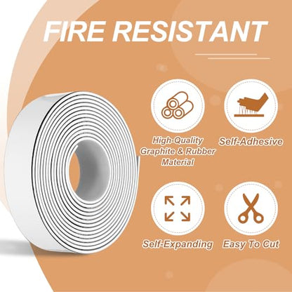 Smoke Fire Seal Strip 9.8Ft 25mm/0.98" Wx 2mm/0.08" T White - color: White, size: 9.8FT x 25mm / 0.98" W x 2mm / 0.08" T
