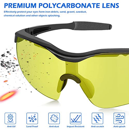 OXG 6 Pack Tinted Safety Glasses for Men Women, ANSI Z87.1 Eye Protection - color: Yellow