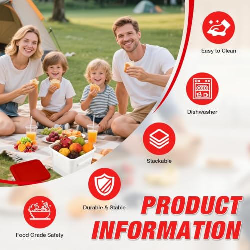 Square Food Containers with Lids 4-Pack, Commercial Grade Plastic Bins for Restaurant Kitchen Pantry Storage, Freezer & Dishwasher Safe (Red, 6QT-4PACK) - size: 6QT-4PACK